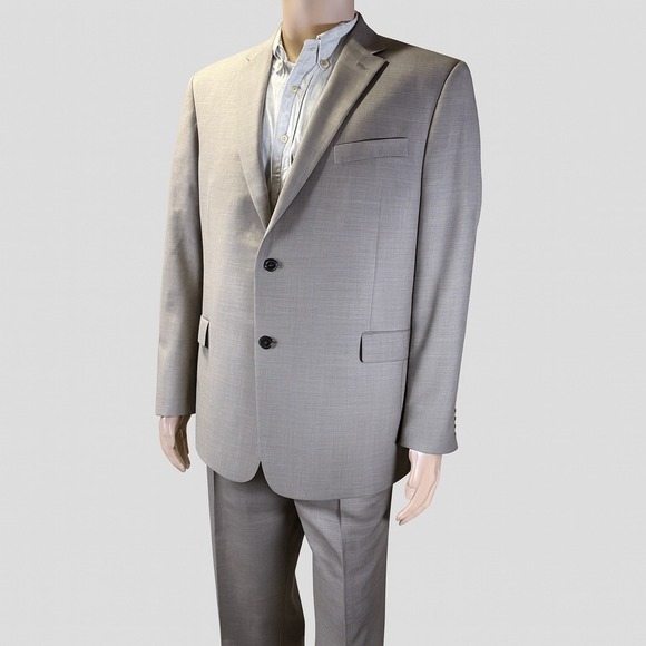 Tommy Hilfiger 100% Wool Men's 2 Piece Suit Beige Jacket 46R Pants 40X30 - Picture 2 of 15